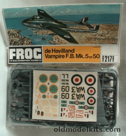 Frog 1/72 Vampire F.B. Mk.5 or Mk.50 (J-28B) - RAF or Swedish Air Force - Bagged, F217F plastic model kit